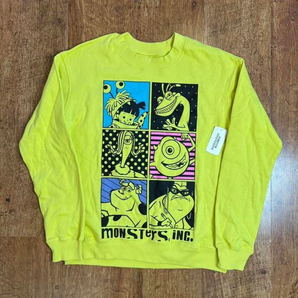Forever 21 Disney Monsters Inc Sweatshirt Neon Yellow Small Mike Sulley‎ Boo